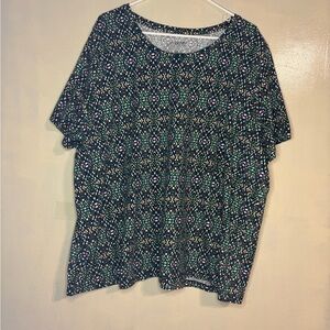 Catherine’s women’s plus size 3XWP geometric print blouse top artsy stretch